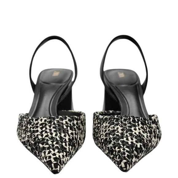ZARA BLOCK HEEL SLINGBACK SHOES BLACK SIZE 6 | 2215/110/800 - Picture 2 of 5